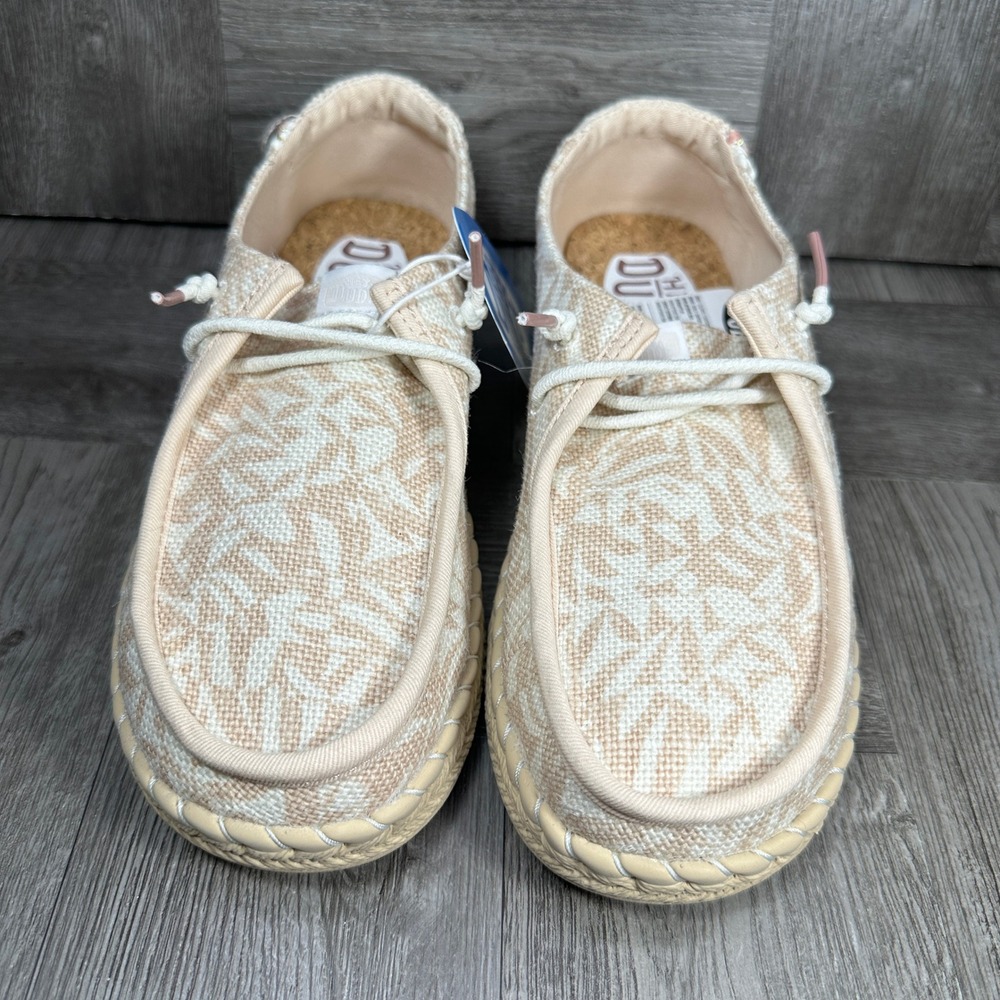 Hey Dude Wendy Espadrille Women 6 Pink White Palm Print Boho Slip On NEW - Picture 4 of 8